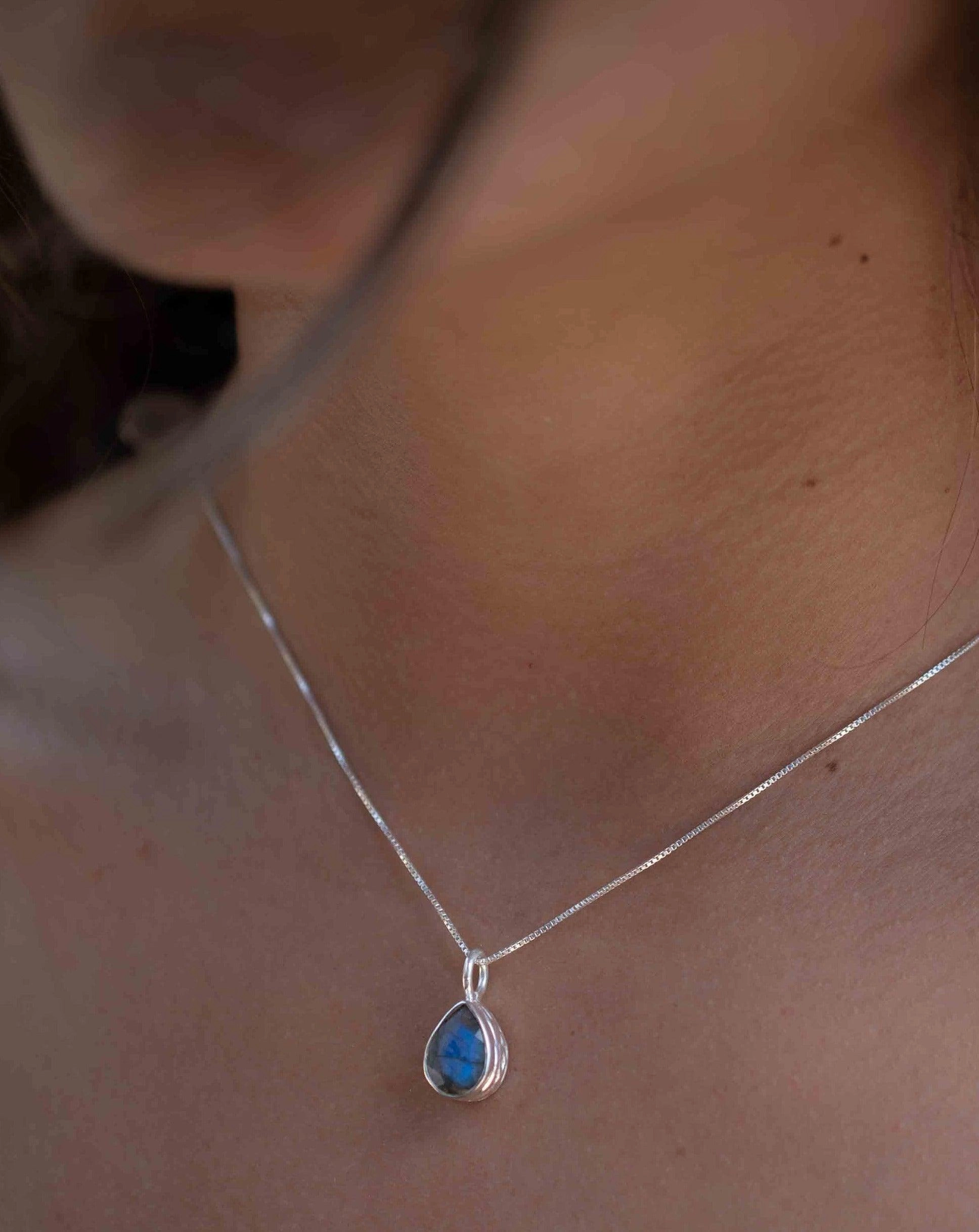 Labradorite, Aqua Chalcedony, Rose Quartz, Moonstone ~ Necklace ~ Sterling Silver ~ MP020