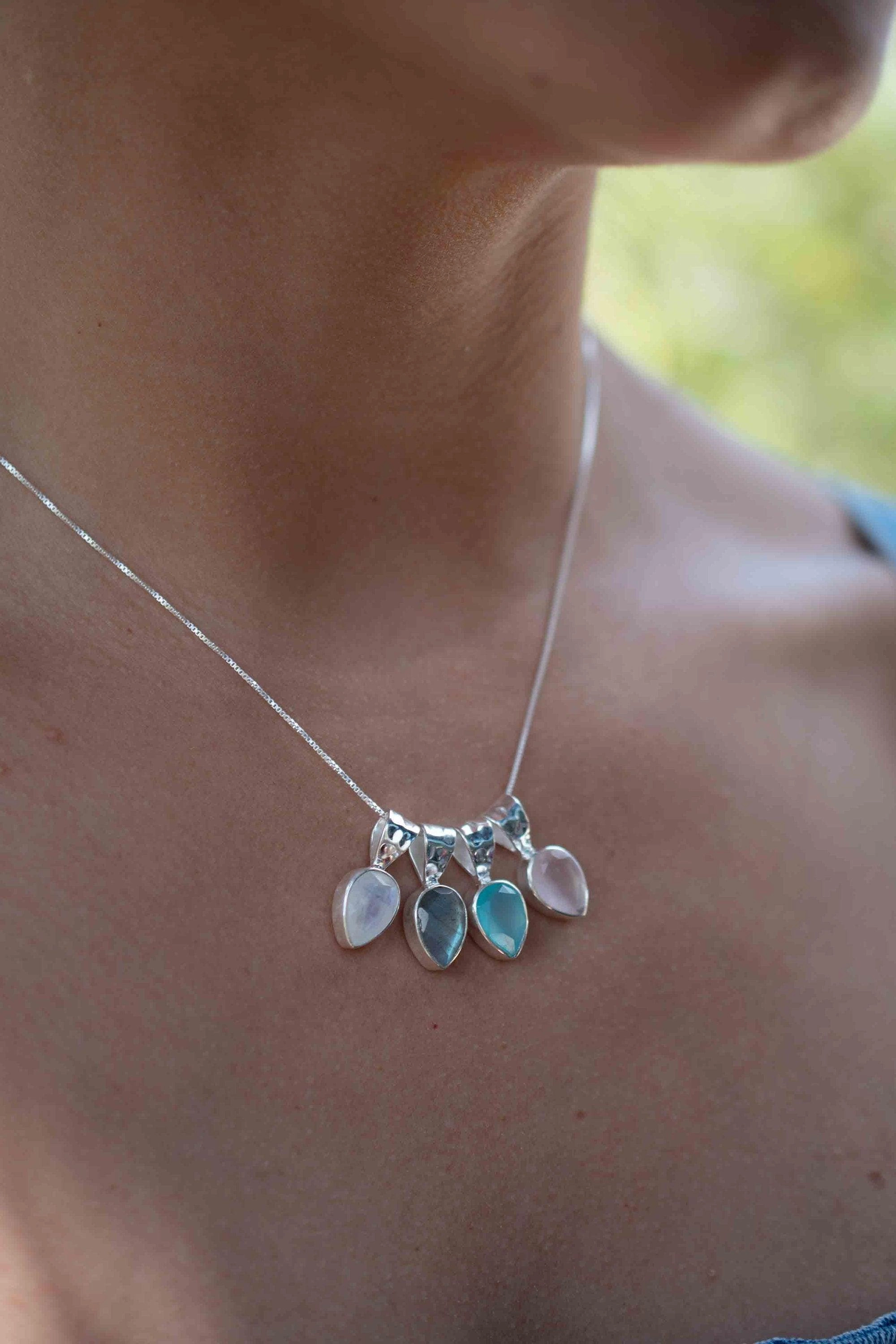 Labradorite, Aqua Chalcedony, Rose Quartz, Moonstone ~ Sterling Silver  ~ MP011