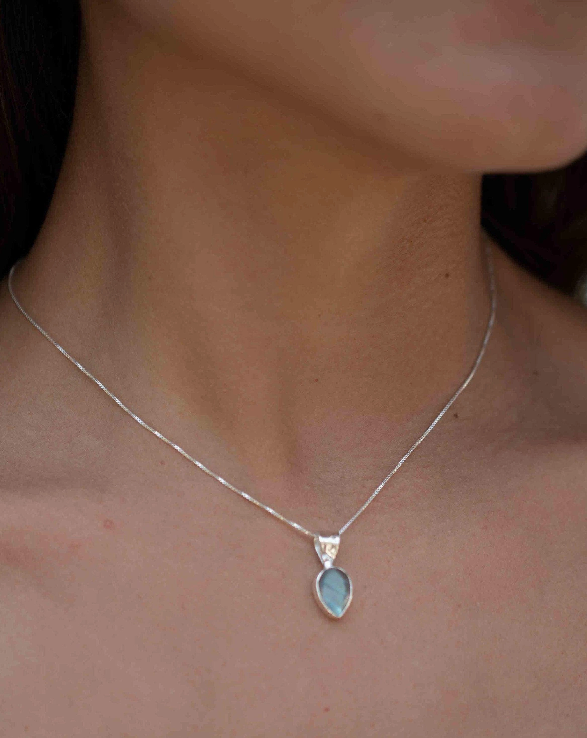 Labradorite, Aqua Chalcedony, Rose Quartz, Moonstone ~ Sterling Silver ~ Necklace ~ MP009