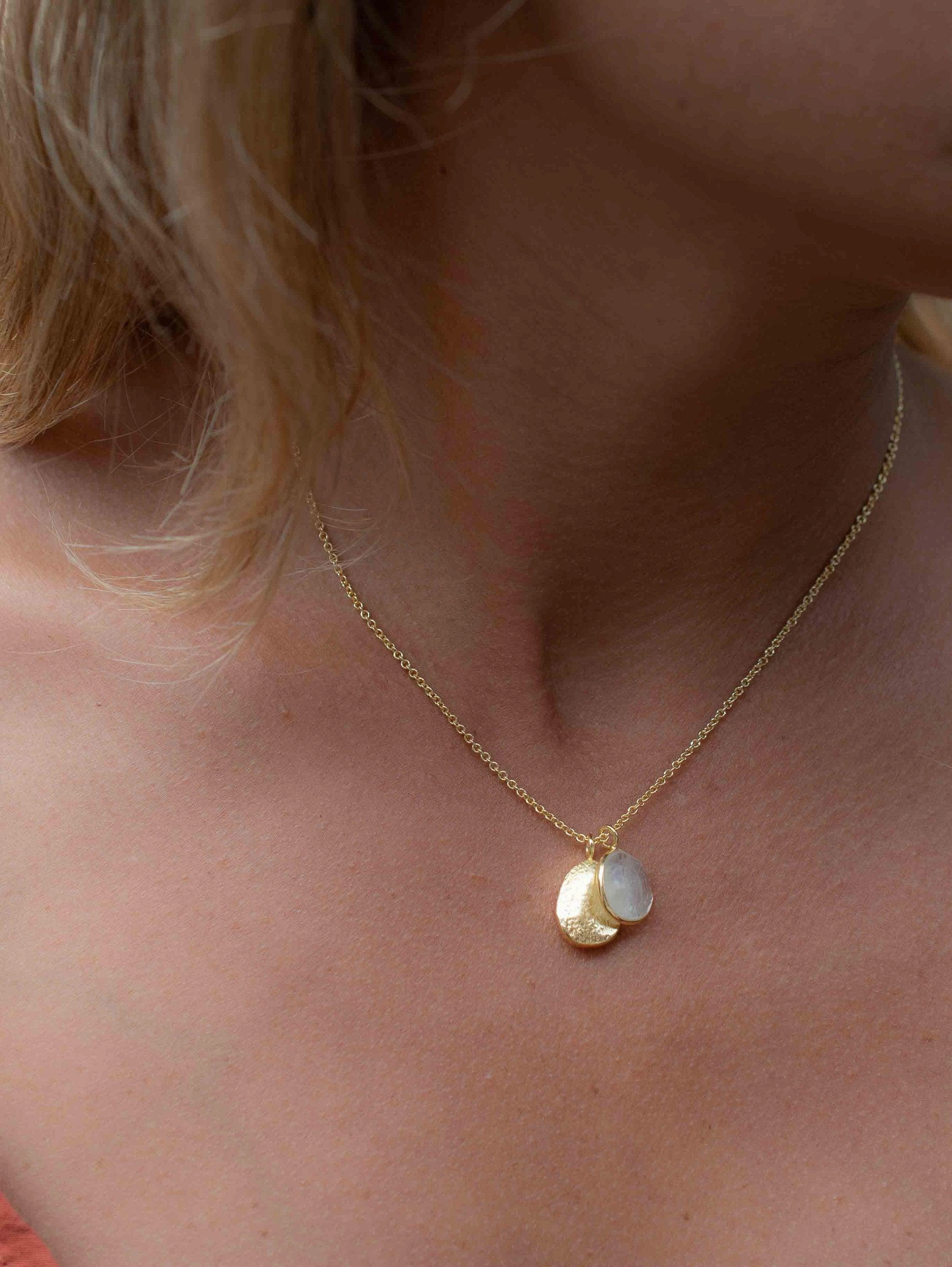 Labradorite, Copper Turquoise or Moonstone ~ Necklace ~ Gold plated 18k ~ MN114