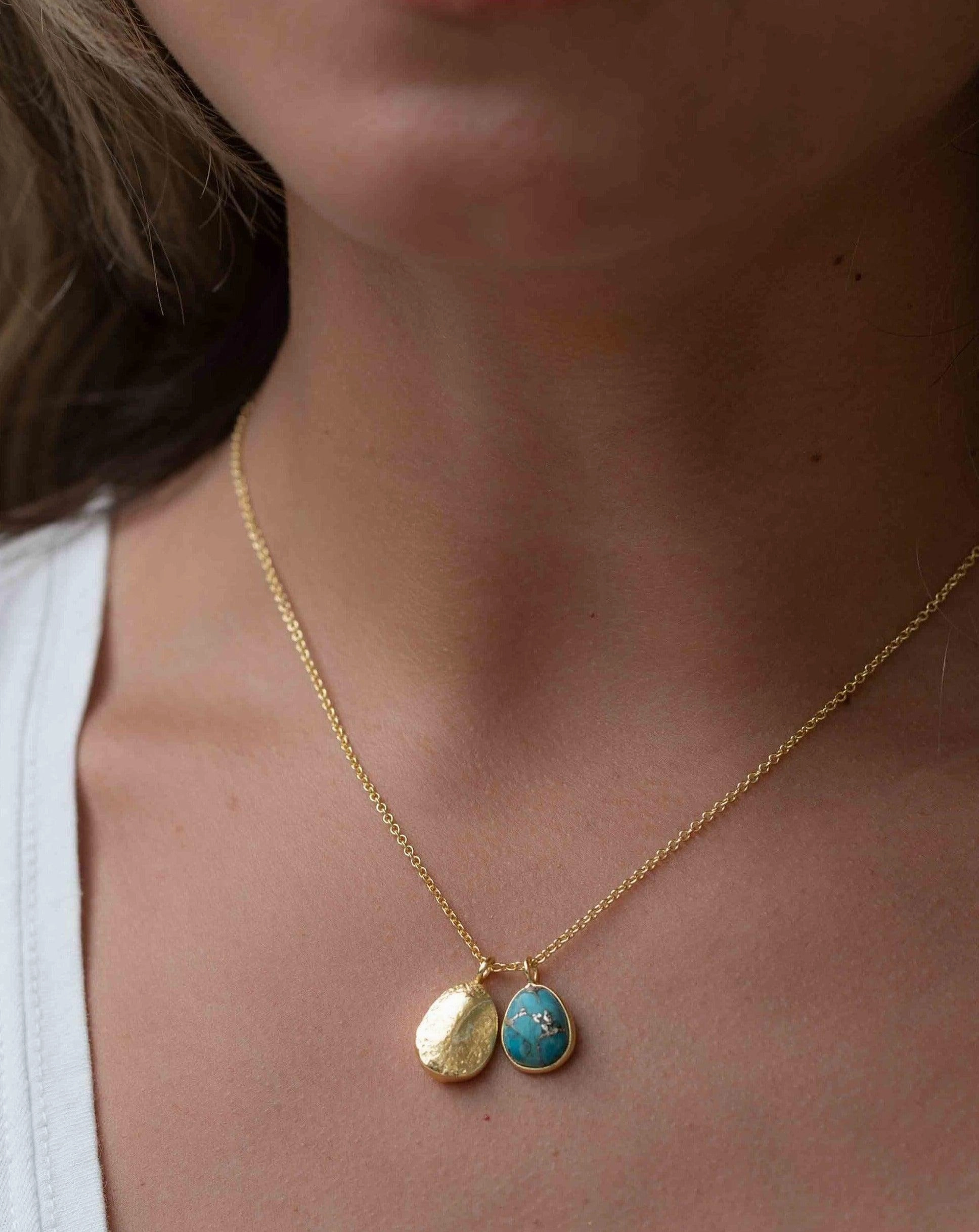Labradorite, Copper Turquoise or Moonstone ~ Necklace ~ Gold plated 18k ~ MN114
