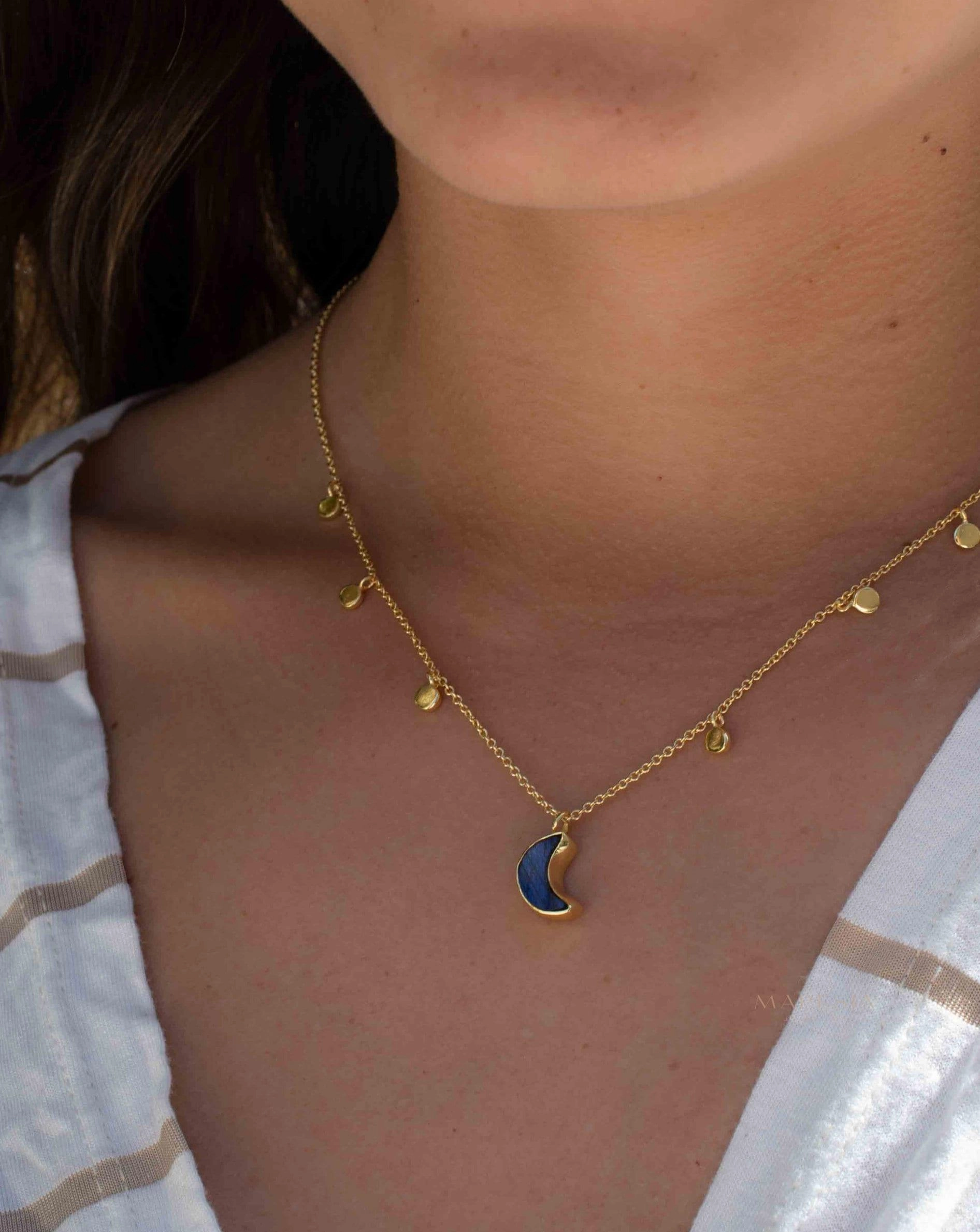 Labradorite, Moonstone or Rose Quartz Necklace ~ Gold Plated 18k ~ MN129