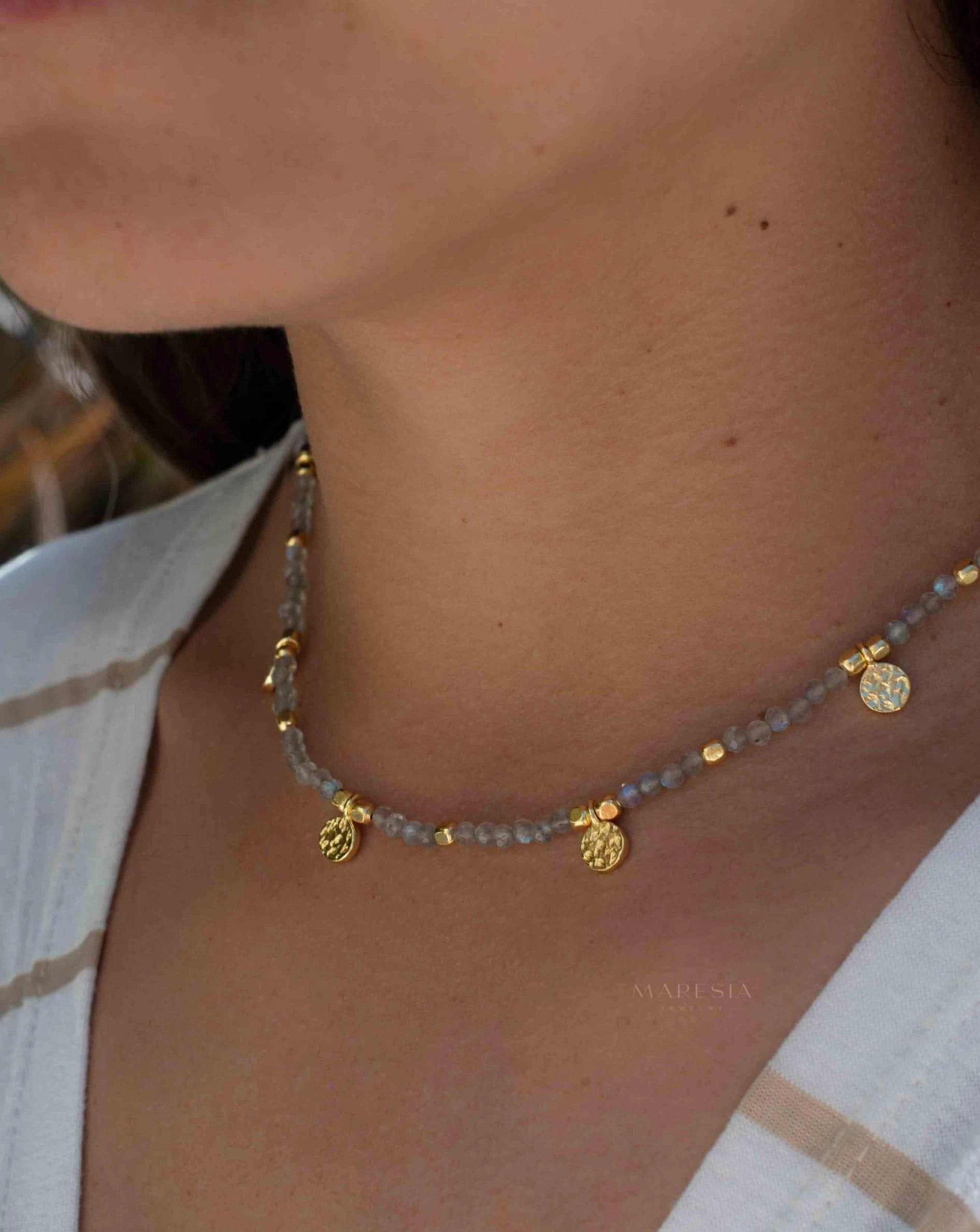 Labradorite Necklace ~ Gold Plated 18k ~ MN107