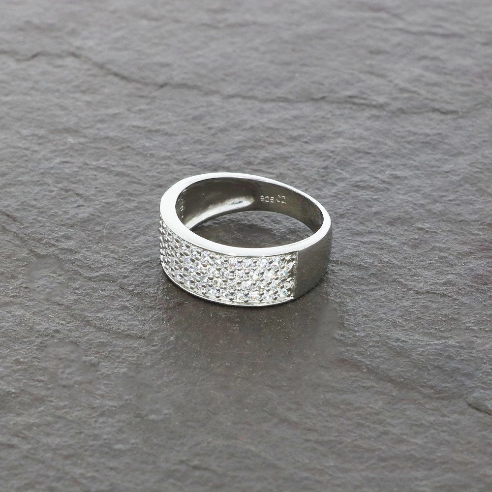 Ladies Sterling Silver Cubic Zirconia Pave Set Ring Size N