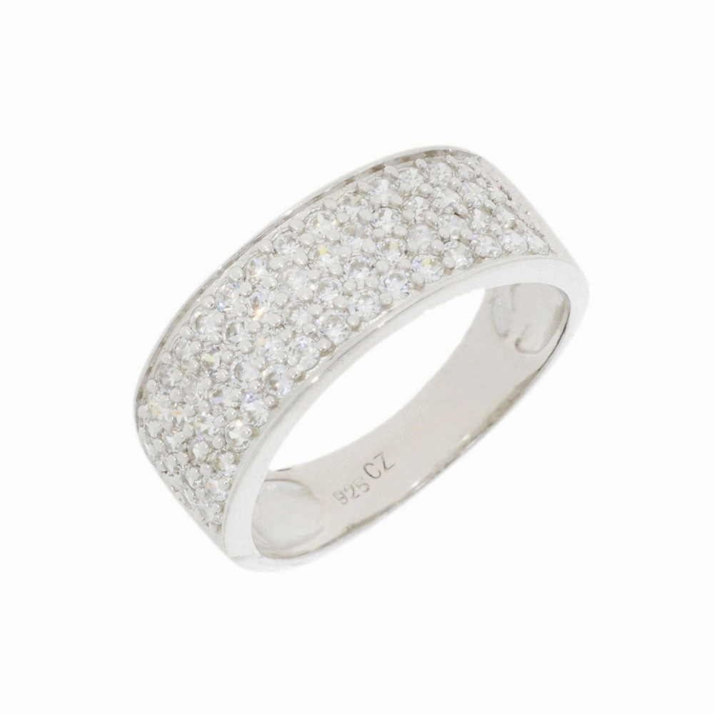 Ladies Sterling Silver Cubic Zirconia Pave Set Ring Size N