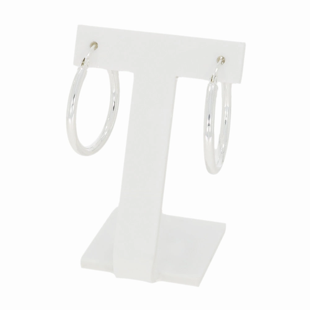 Ladies Sterling Silver Plain Hoop Earrings