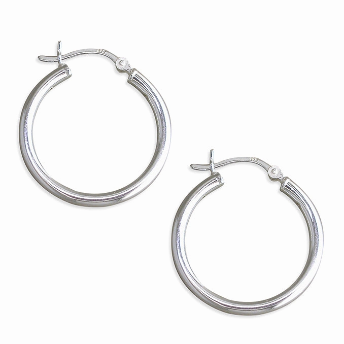 Ladies Sterling Silver Plain Hoop Earrings