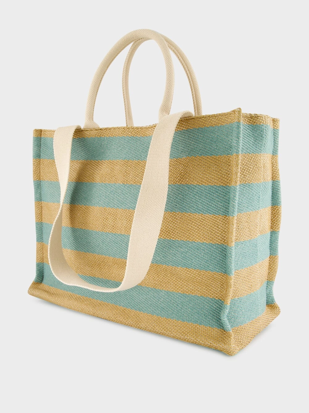 Large Basket Striped Tote Bag