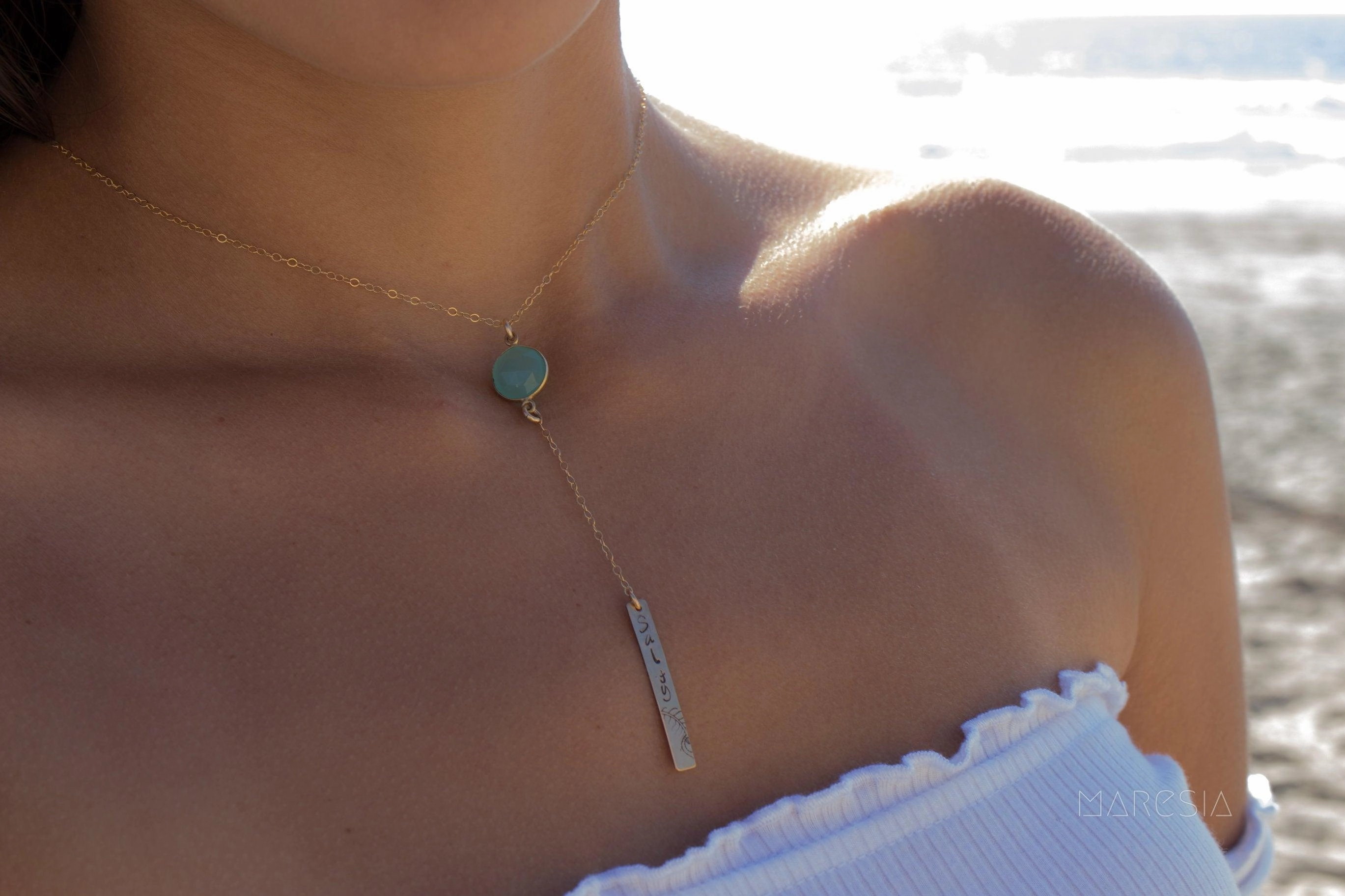 Lariat Hand Stamped Necklace ~ Sterling Silver 925 & Gold Filled~MN054