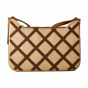 Laura Ashley SALWAY-QUILTED-TAN Brown Synthetic Leather Shoulder Bag