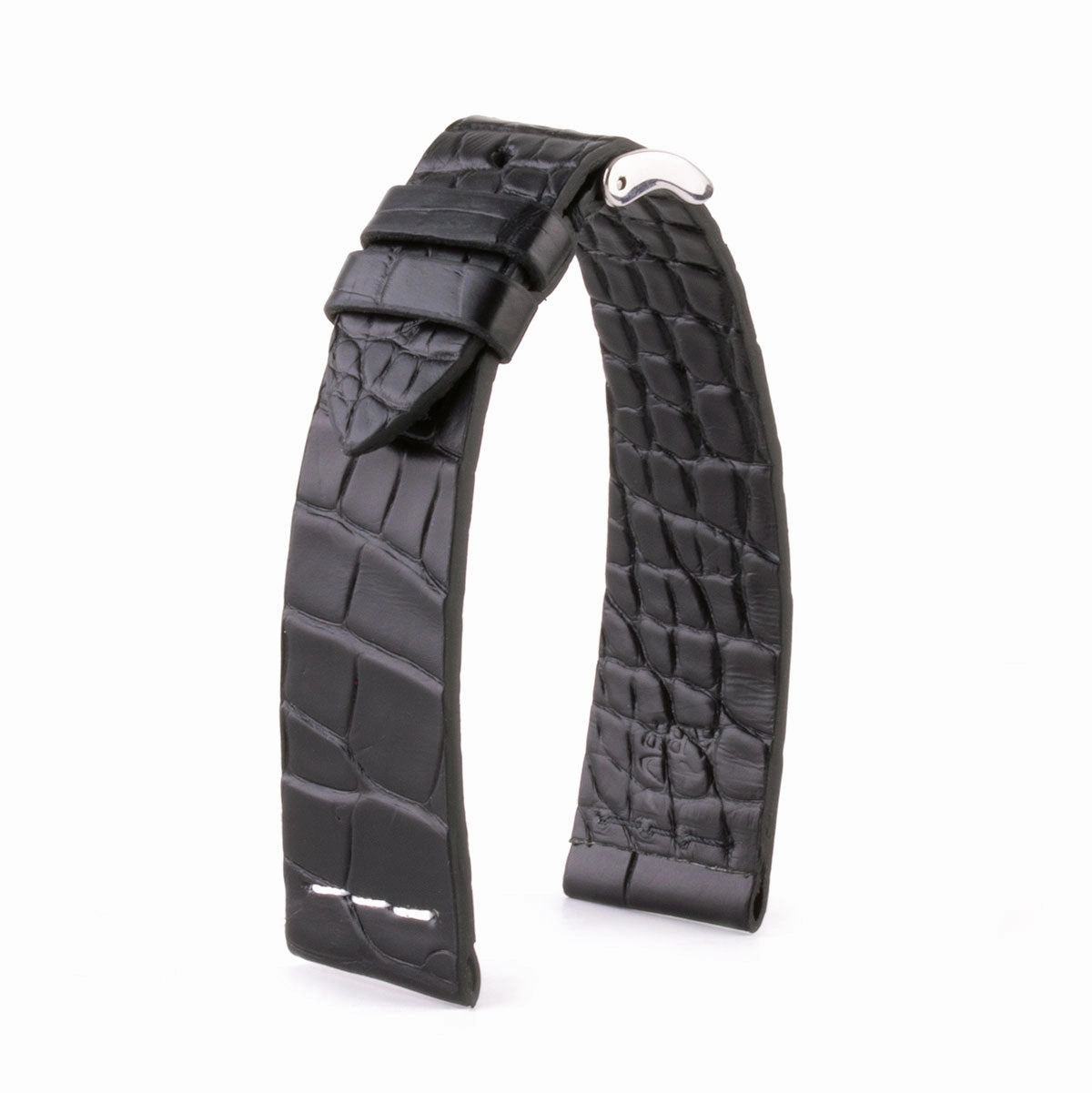 Leather watch strap - Sustainable alligator with contrasted stitching (black, blue, green, red...)