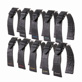 Leather watch strap - Sustainable alligator with contrasted stitching (black, blue, green, red...)