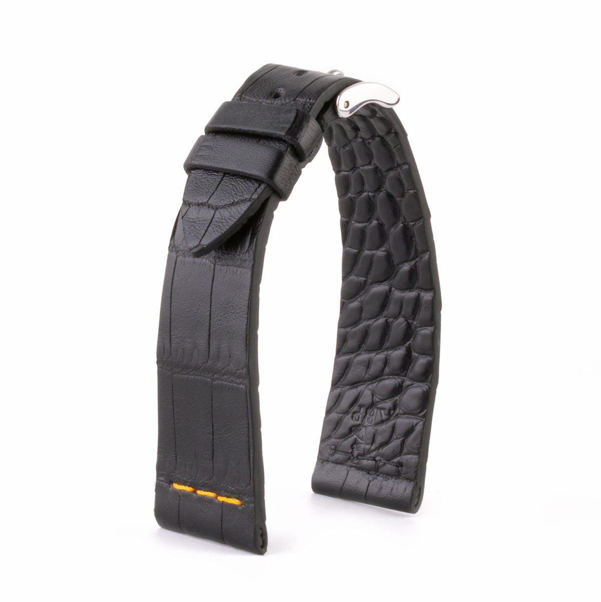 Leather watch strap - Sustainable alligator with contrasted stitching (black, blue, green, red...)