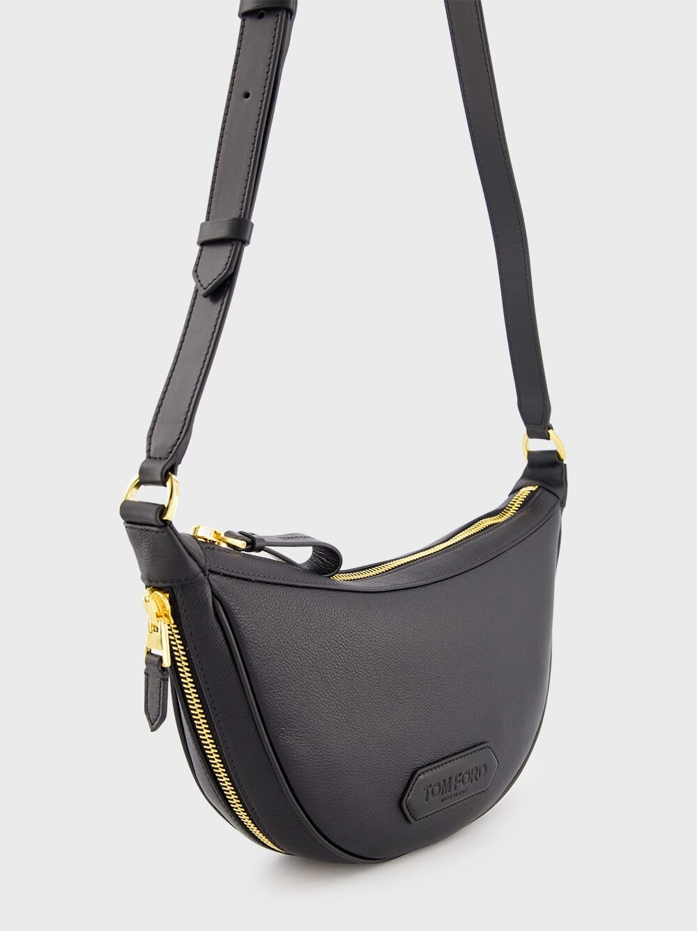 Leather Zip Crescent Bag