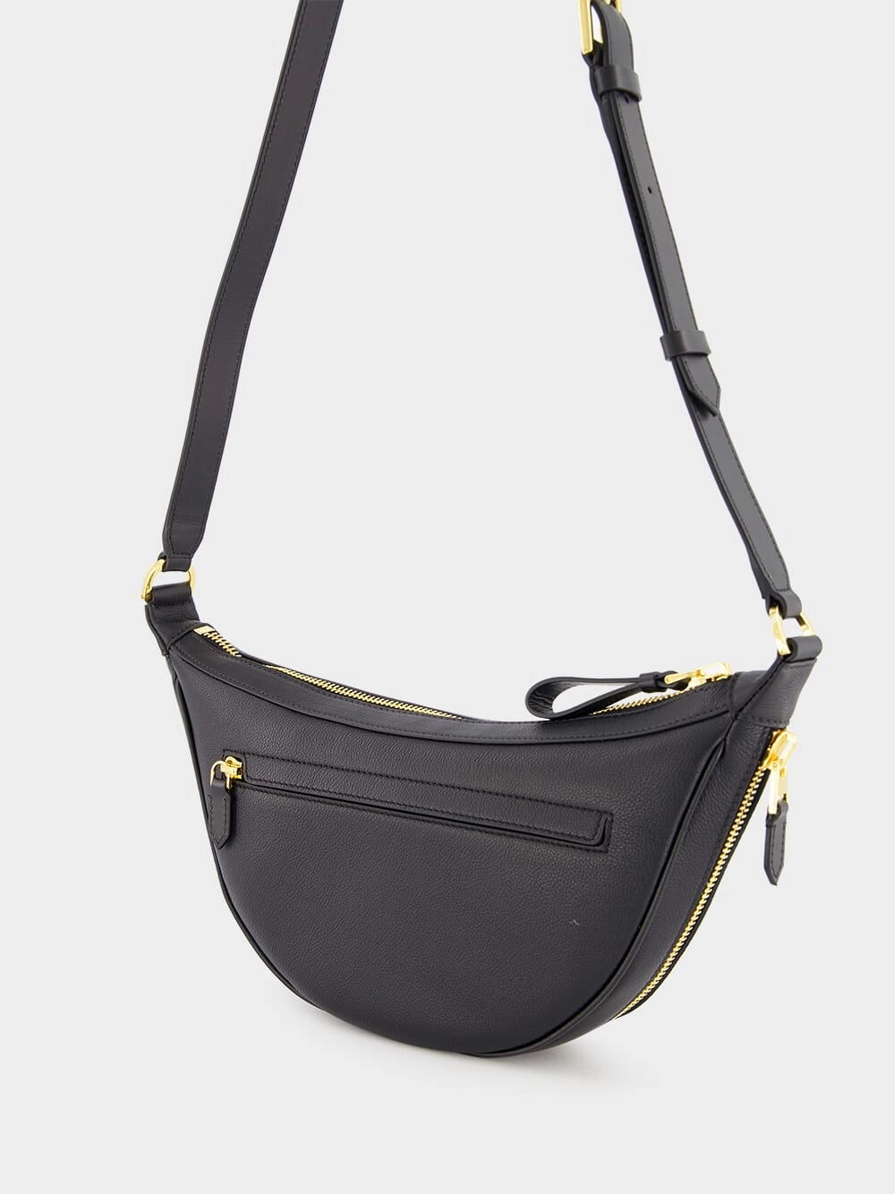 Leather Zip Crescent Bag