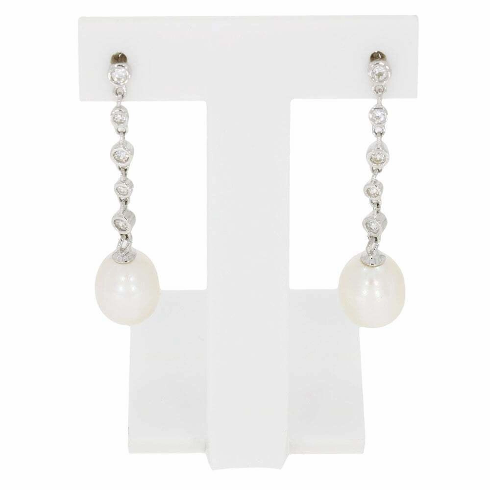 Lido Pearls Cubic Zirconia and Freshwater Pearl Drop Earrings KJ112E