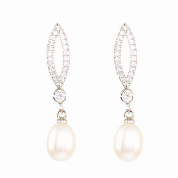 Lido Pearls Cubic Zirconia White Freshwater Pearl Drop Earrings T174EW