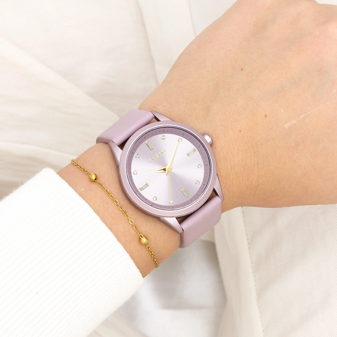 Lilac OOZOO watch with leather strap - C11355