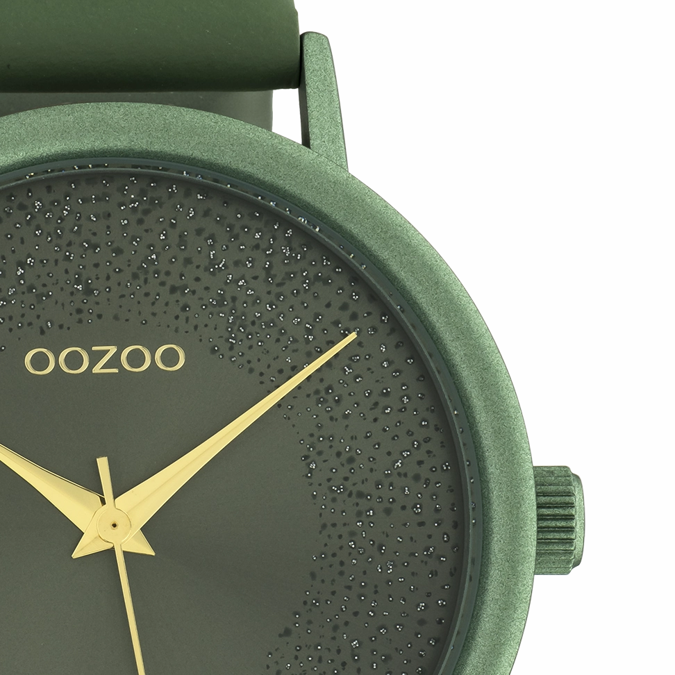 Lily pad green OOZOO watch with leather strap - C10582