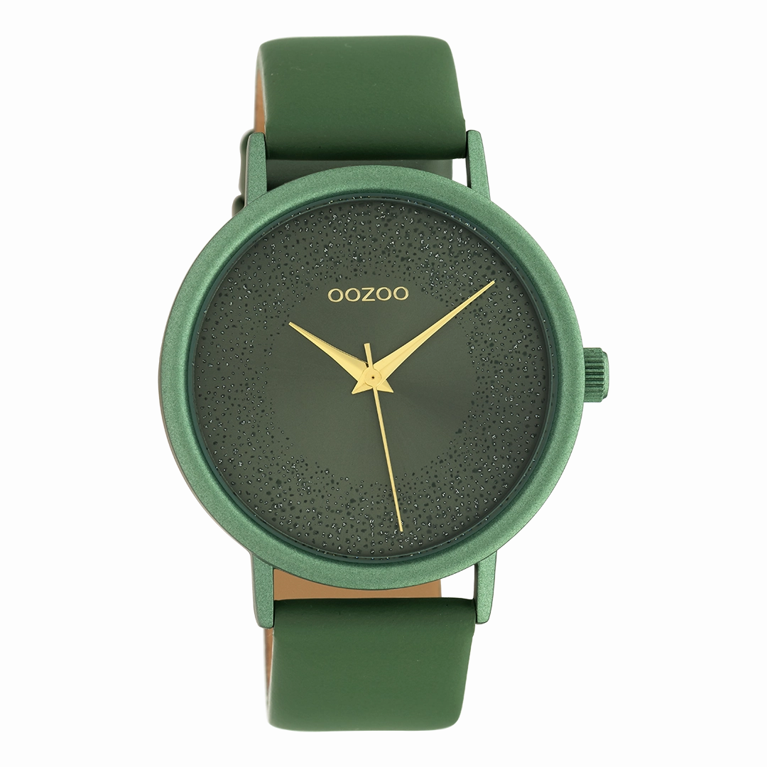 Lily pad green OOZOO watch with leather strap - C10582