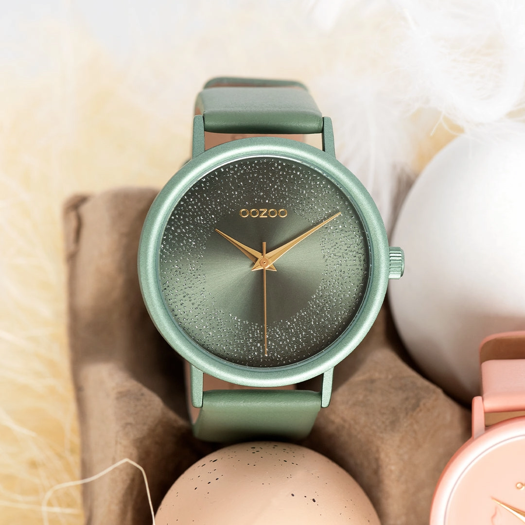 Lily pad green OOZOO watch with leather strap - C10582