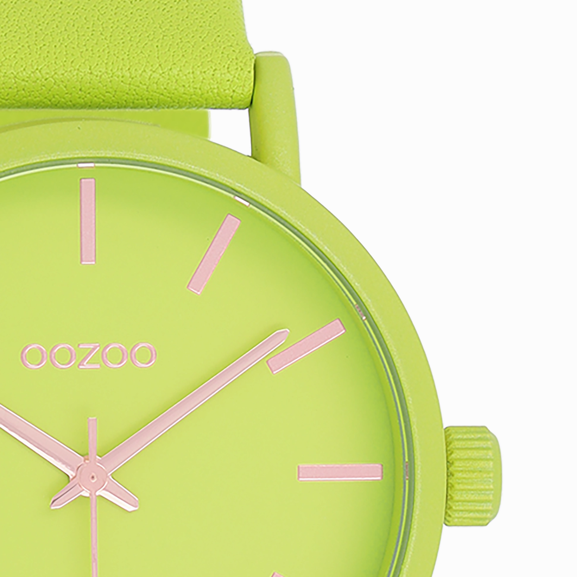 Lime green OOZOO watch with leather strap - C11177