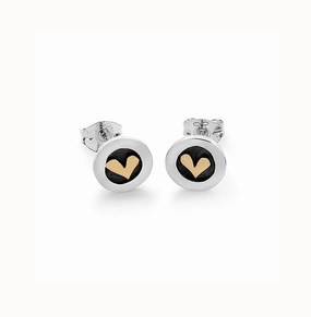 Linda MacDonald Sterling Silver and 9ct Gold Heart Stud Earrings Meadow Collection SMEDH