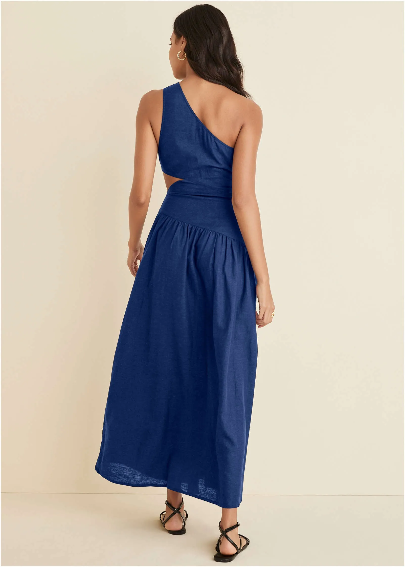Linen Cutout Maxi Dress - Sodalite Blue