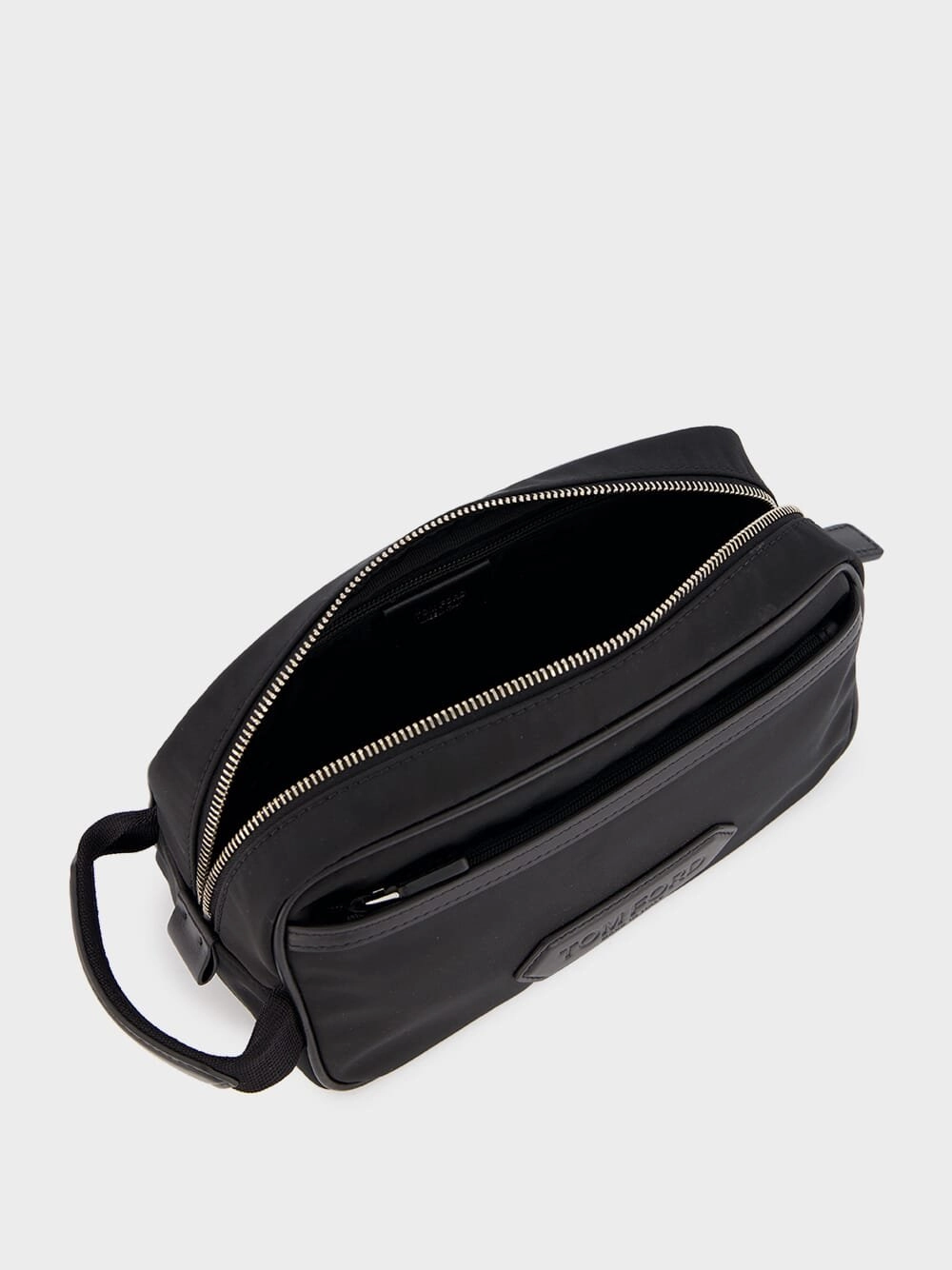 Logo-Patch Leather-Piped Small Washbag