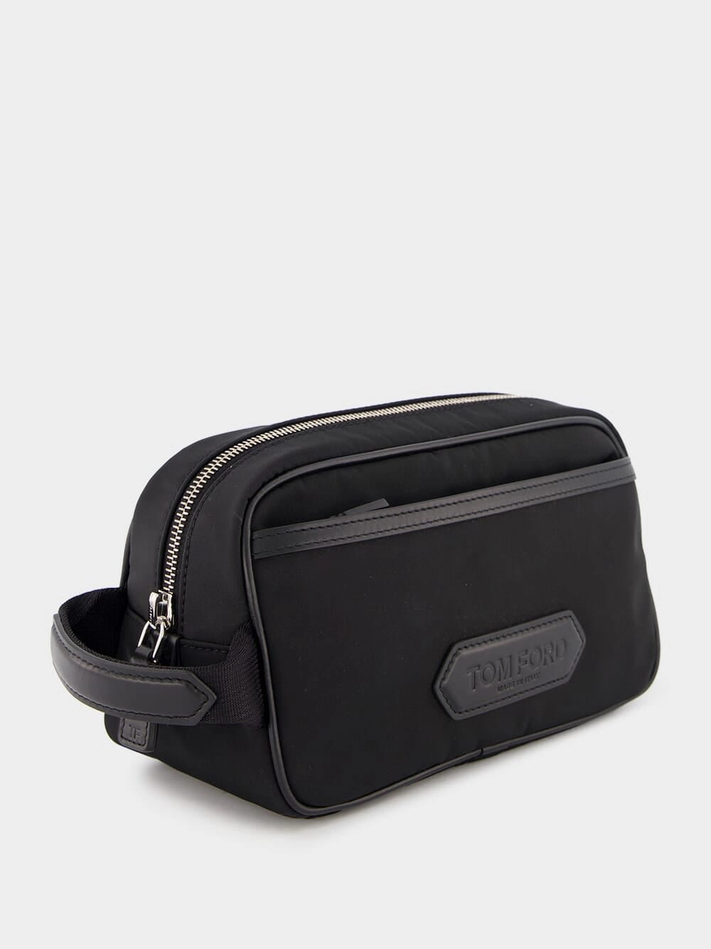 Logo-Patch Leather-Piped Small Washbag
