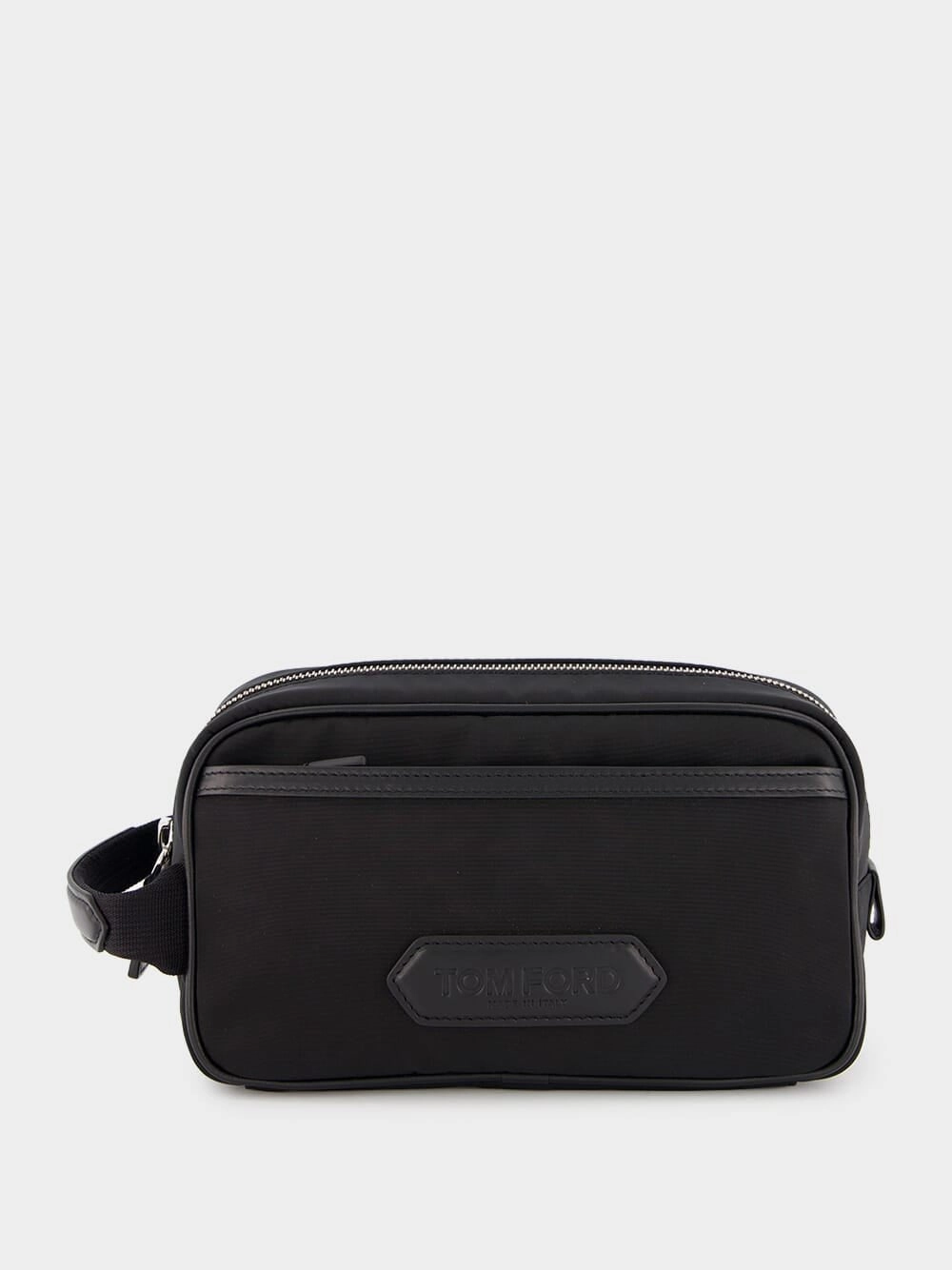 Logo-Patch Leather-Piped Small Washbag