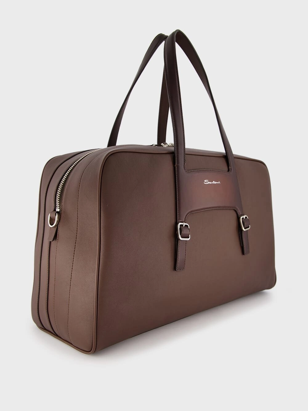 Logo-Stamp Leather Weekend Bag