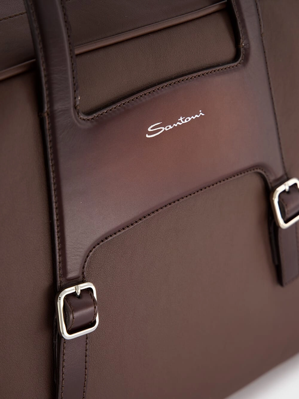 Logo-Stamp Leather Weekend Bag