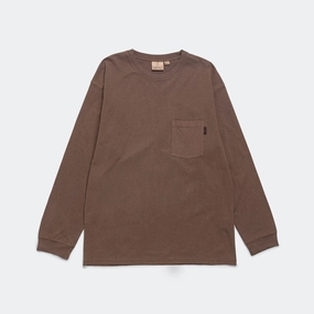 Long Sleeve Pocket Tee Pigment Dyed - Brown