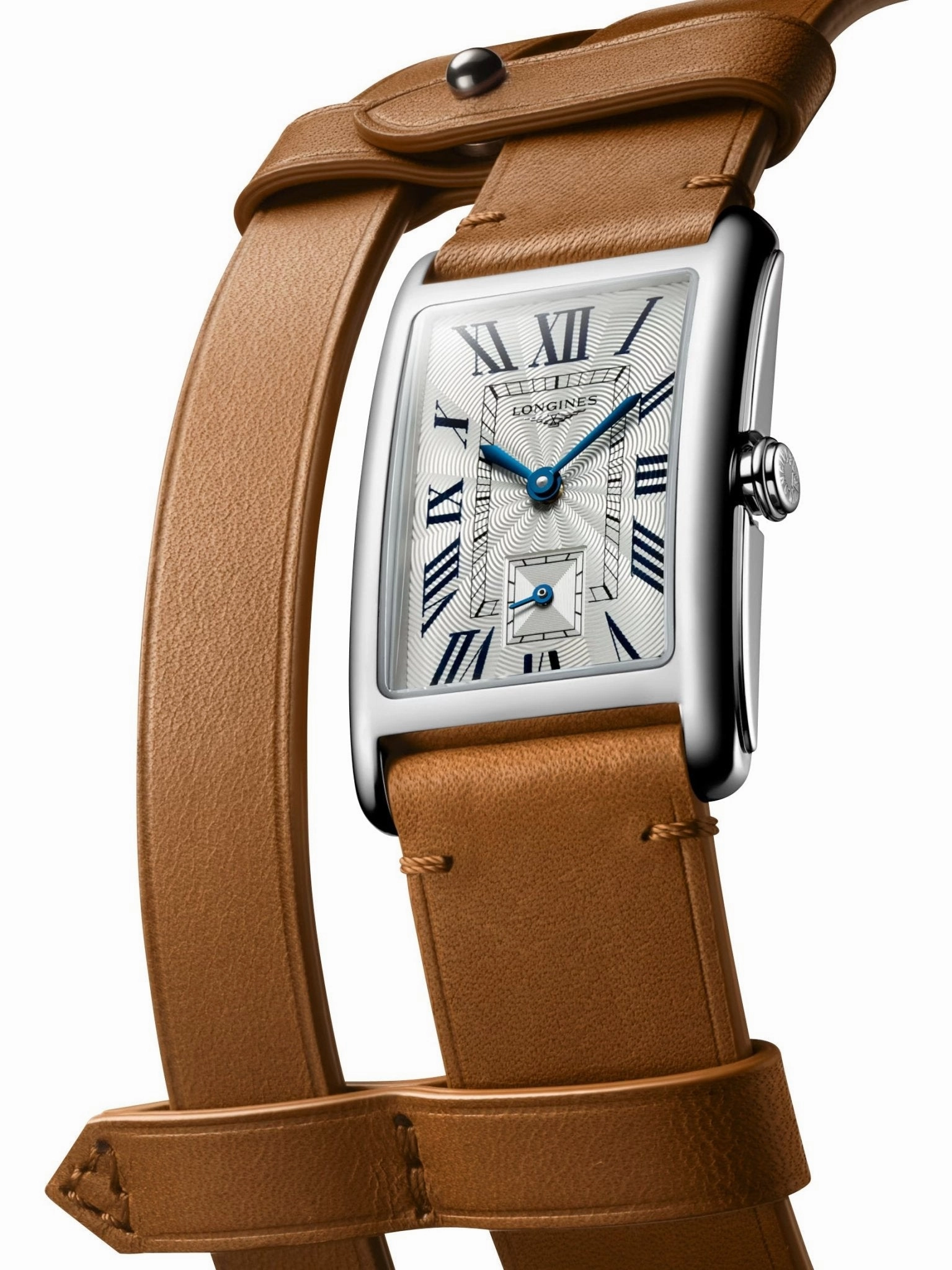 Longines DolceVita x YVY Stainless Steel Silver Dial Brown Leather Strap Quartz Womens Watch L5.512.4.71.B