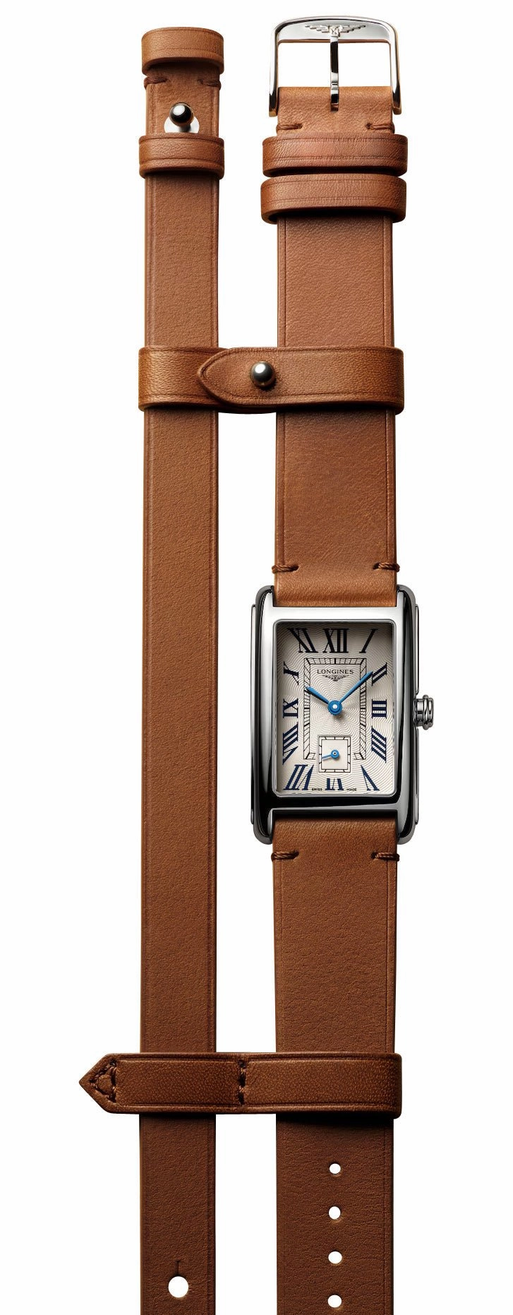 Longines DolceVita x YVY Stainless Steel Silver Dial Brown Leather Strap Quartz Womens Watch L5.512.4.71.B