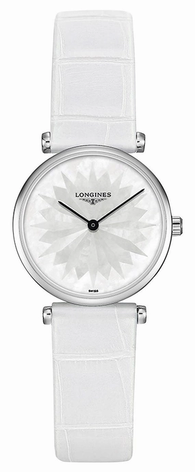 Longines La Grande Classique?Stainless Steel Mother-Of-Pearl Dial White Leather Strap Quartz Womens Watch L4.209.4.05.2