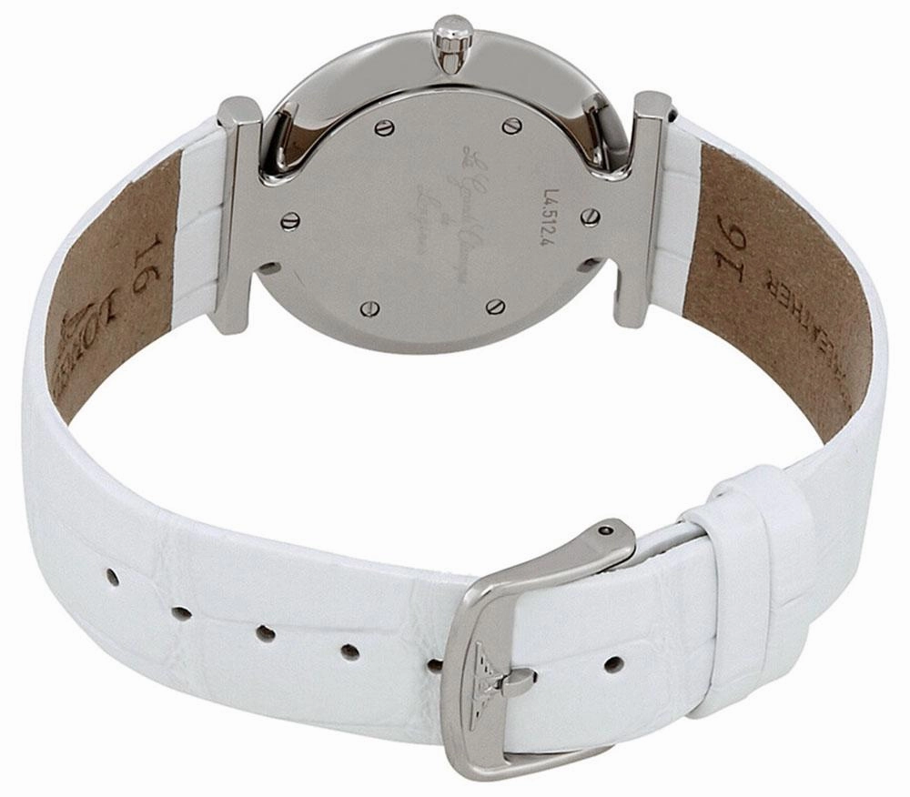 Longines La Grande Classique?Stainless Steel Mother-Of-Pearl Dial White Leather Strap Quartz Womens Watch L4.512.4.05.2