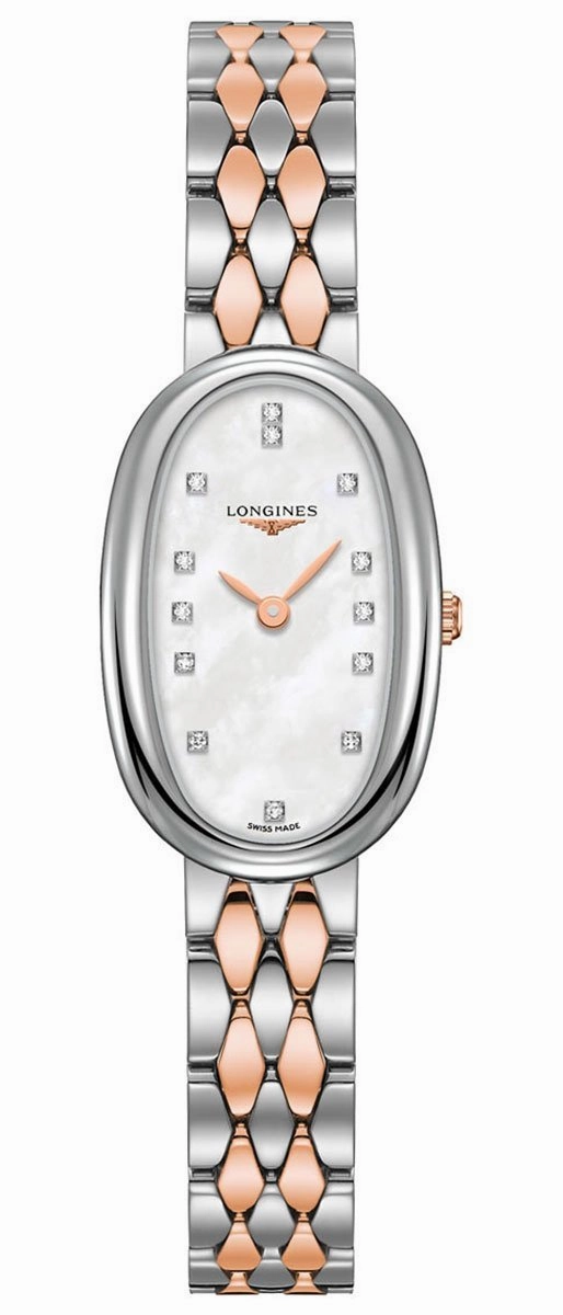 Longines Symphonette Stainless Steel & Rose Gold Diamond & Mother-of-Pearl Dial Womens Watch L2.305.5.87.7