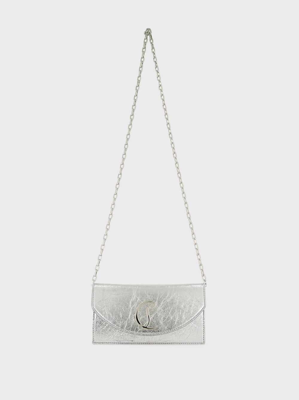 Loubi54 Silver Laminated Clutch