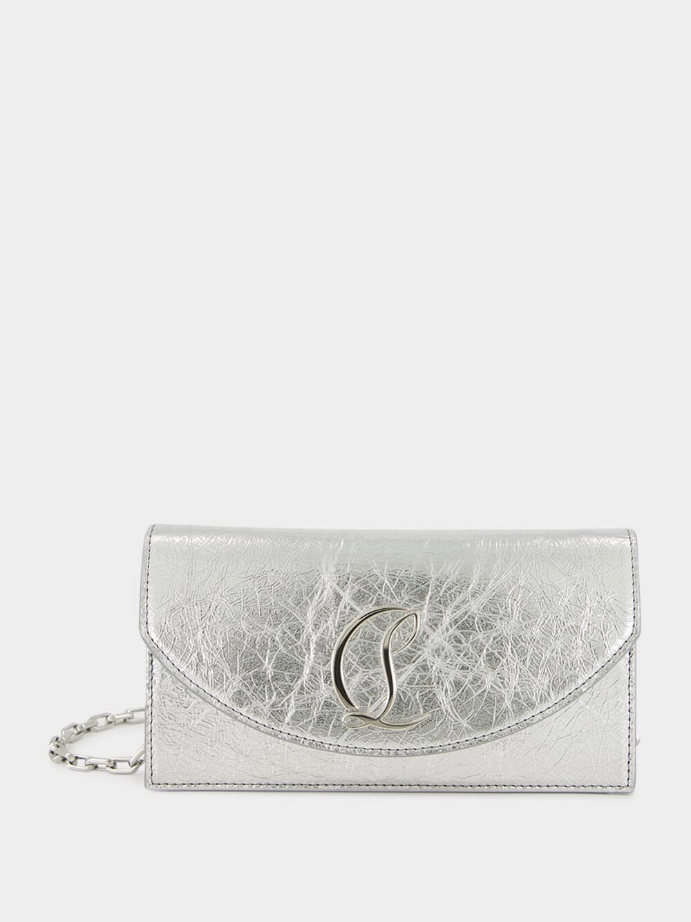 Loubi54 Silver Laminated Clutch