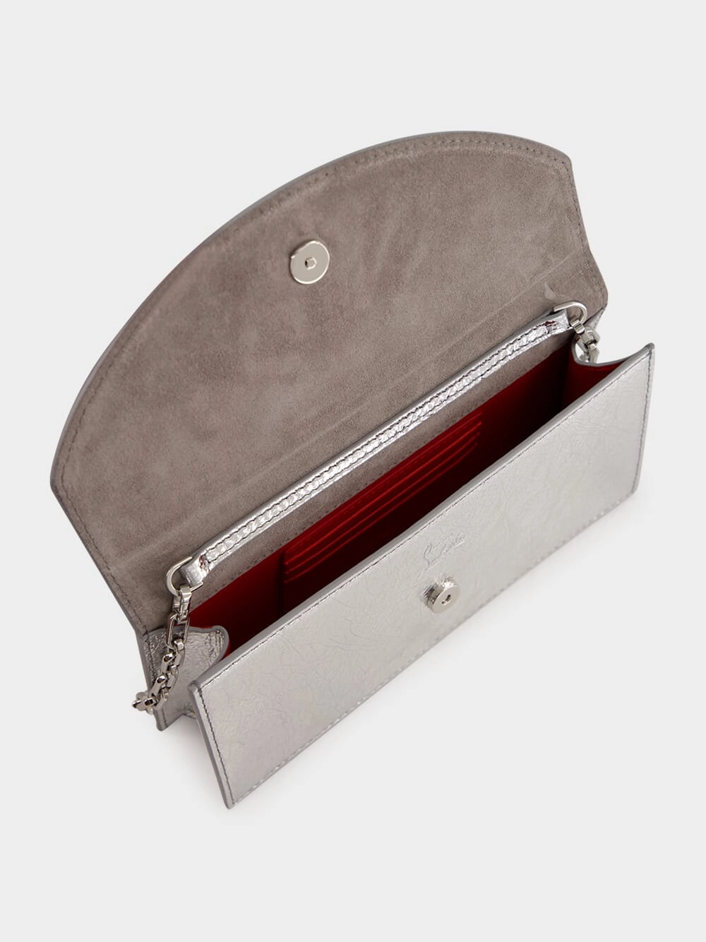 Loubi54 Silver Laminated Clutch