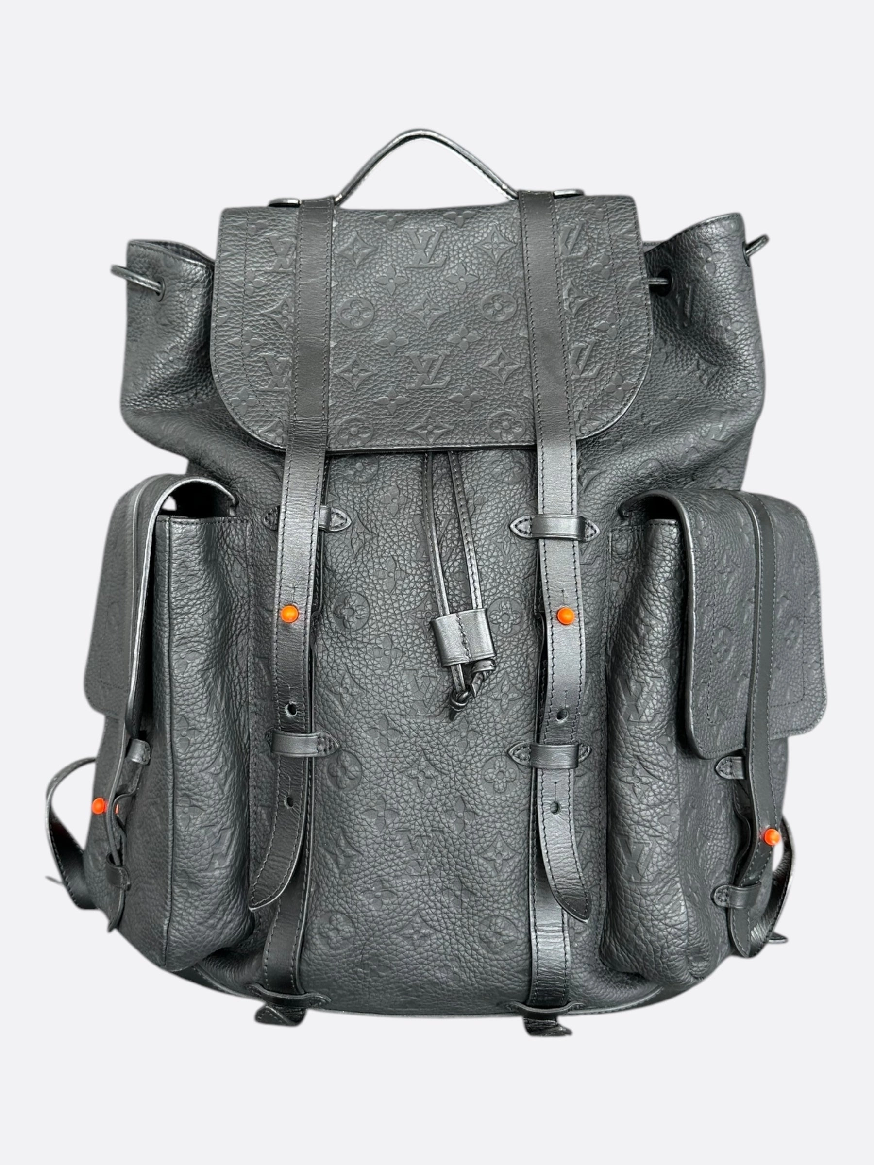 Louis Vuitton Black & Orange Taurillon Leather Monogram Christopher Backpack