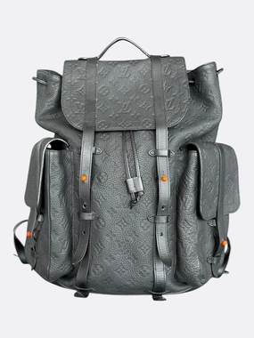 Louis Vuitton Black & Orange Taurillon Leather Monogram Christopher Backpack