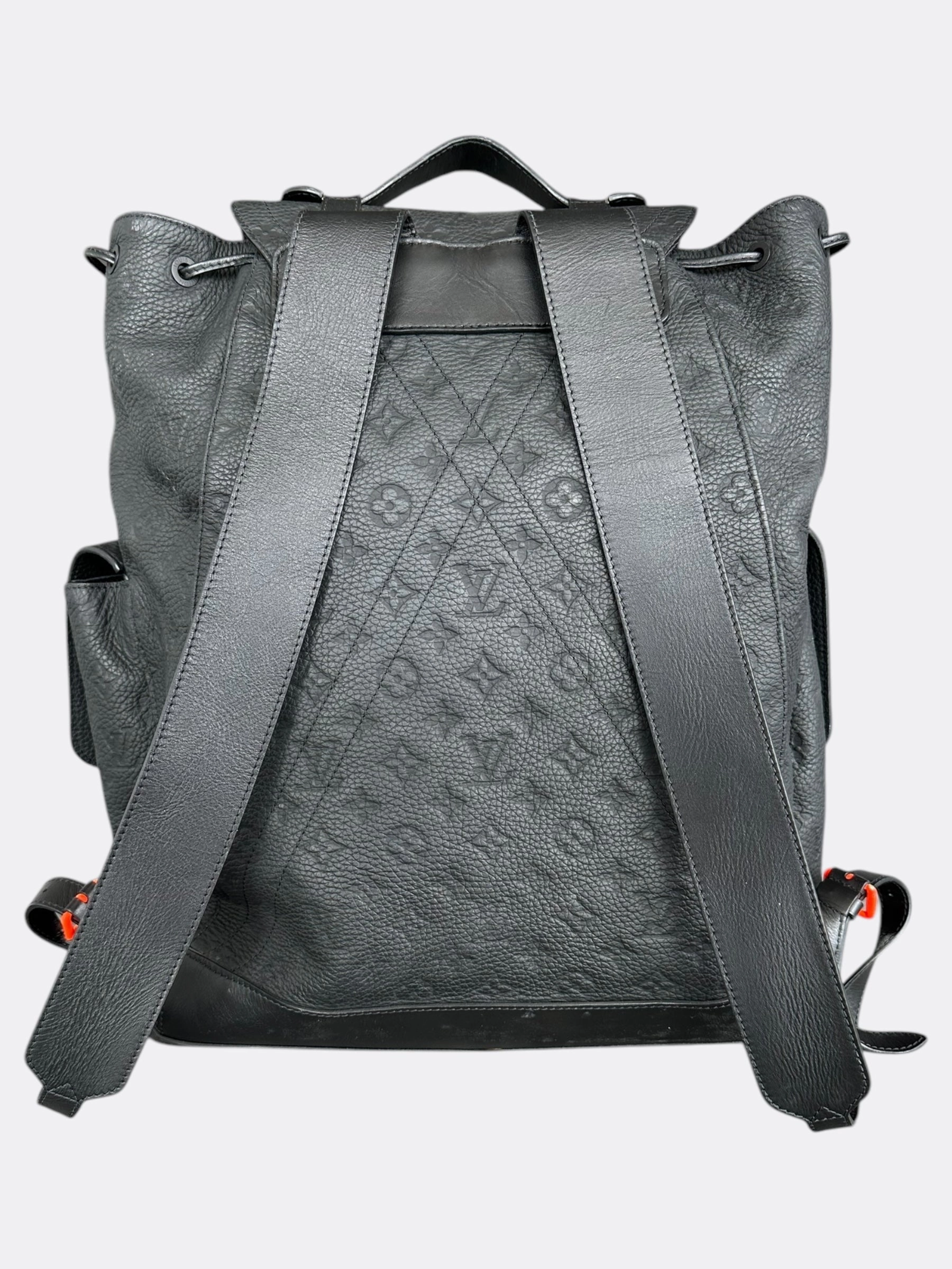 Louis Vuitton Black & Orange Taurillon Leather Monogram Christopher Backpack