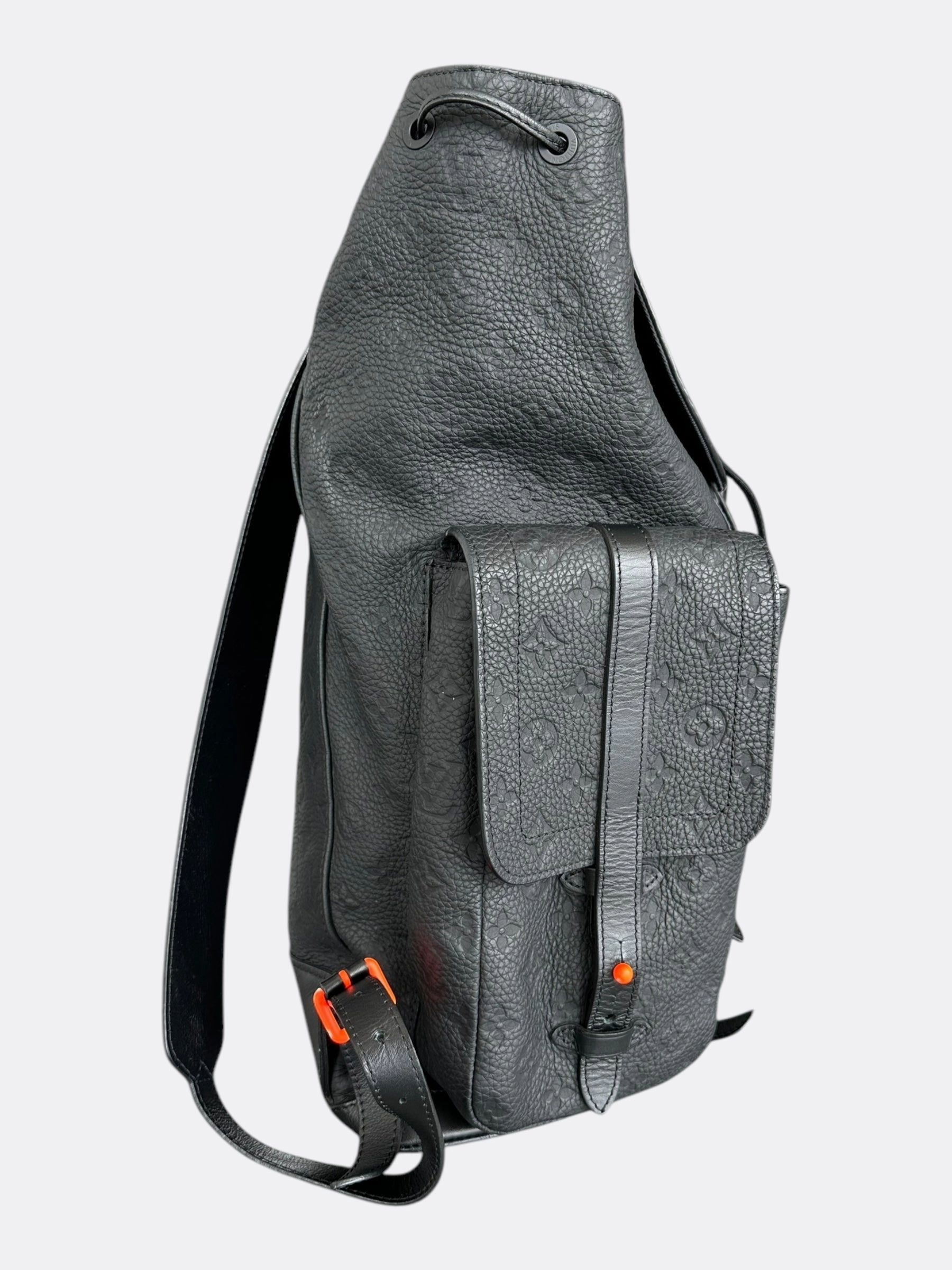 Louis Vuitton Black & Orange Taurillon Leather Monogram Christopher Backpack