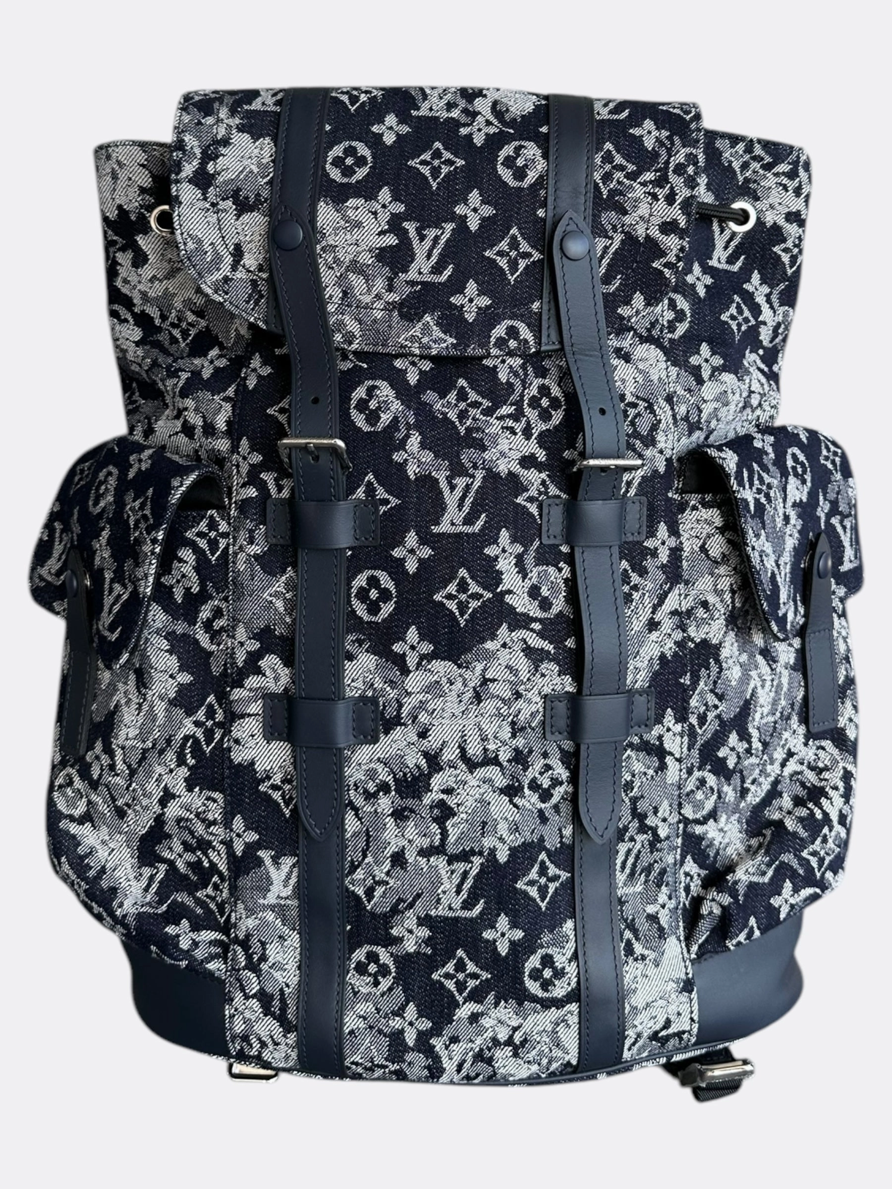 Louis Vuitton Navy Tapestry Monogram Christopher Backpack