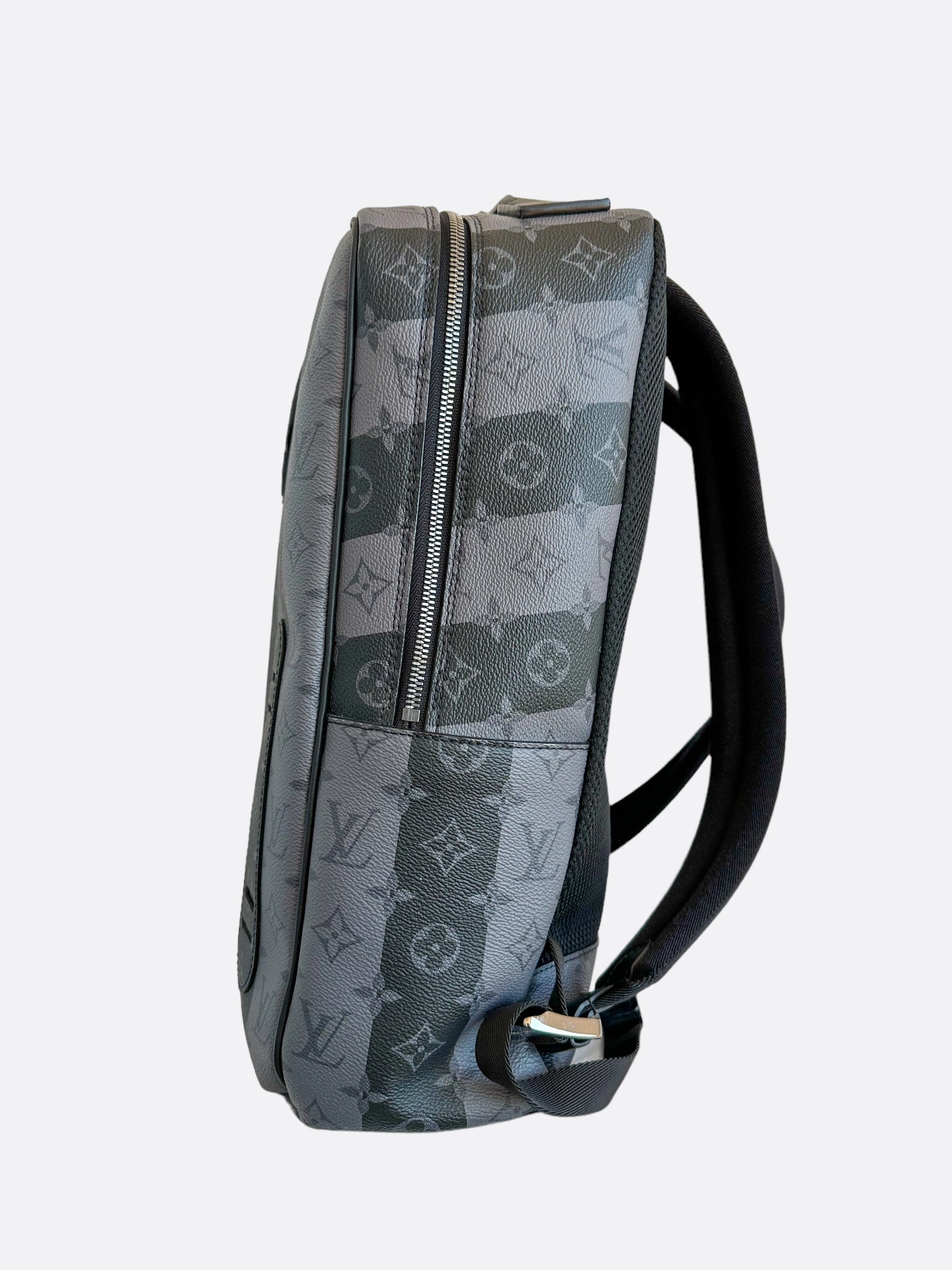Louis Vuitton Nigo Grey Striped Monogram Utilitary Backpack