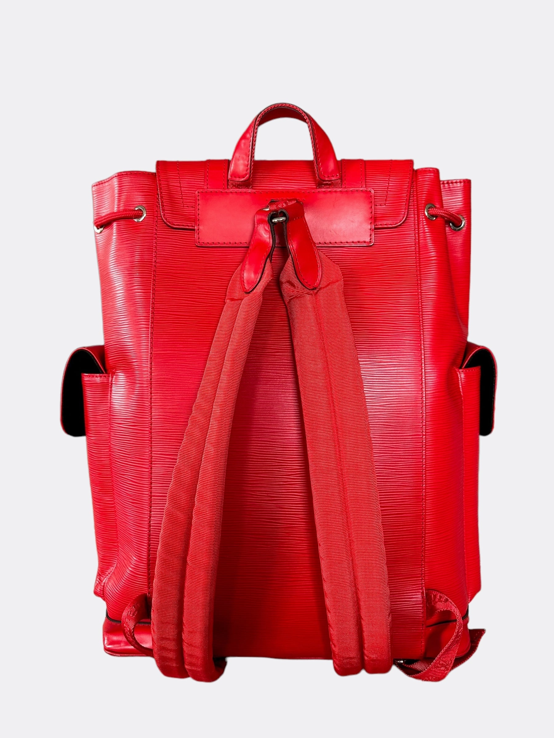 Louis Vuitton Supreme Red & White EPI Christopher Backpack