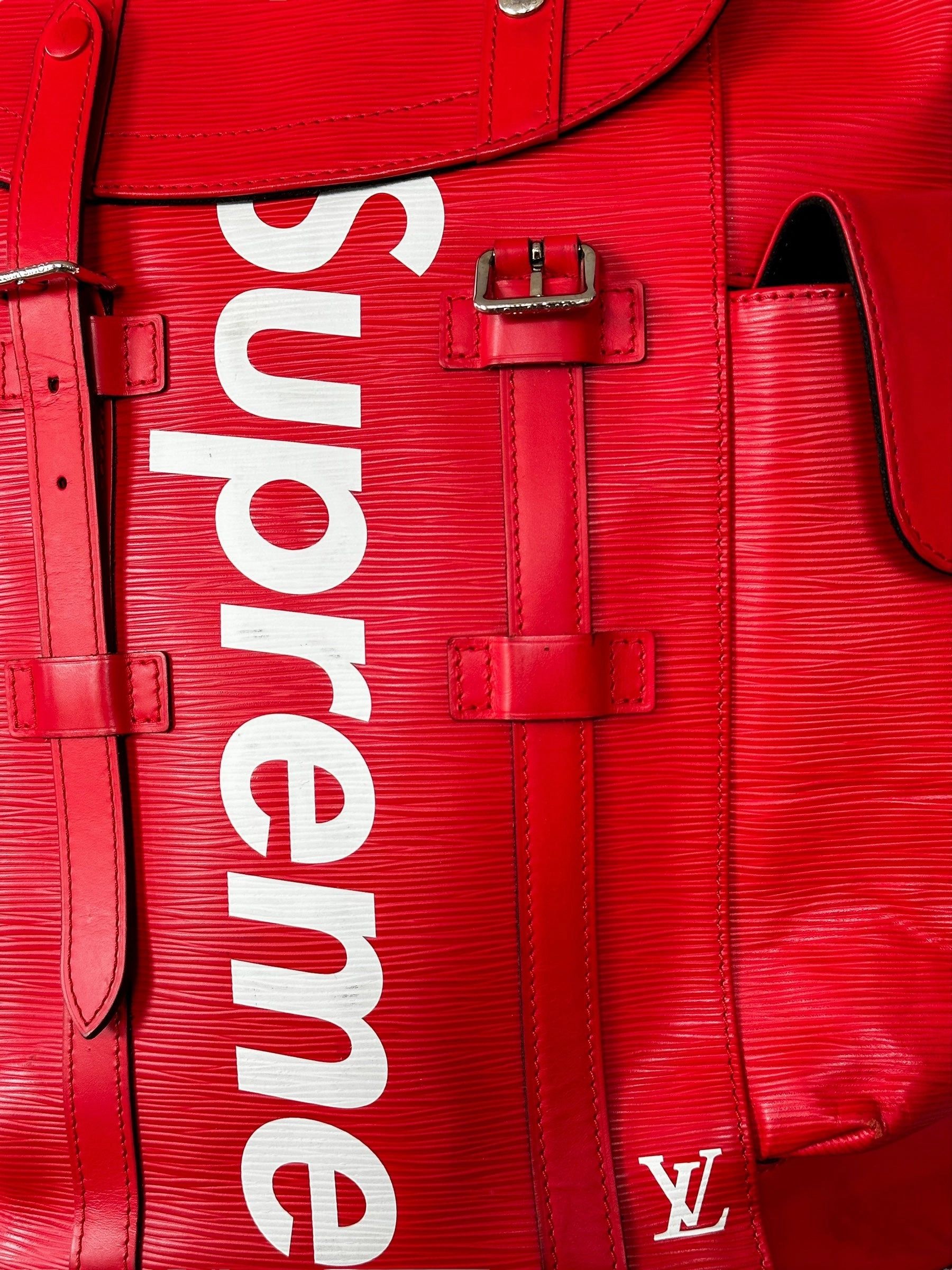 Louis Vuitton Supreme Red & White EPI Christopher Backpack